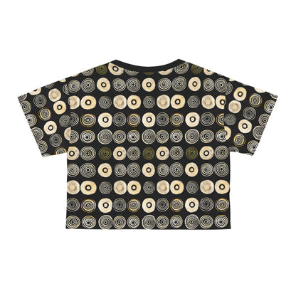 "Punk Polka", Wearable Pattern Art Crop Tee (Plain Black Collar)