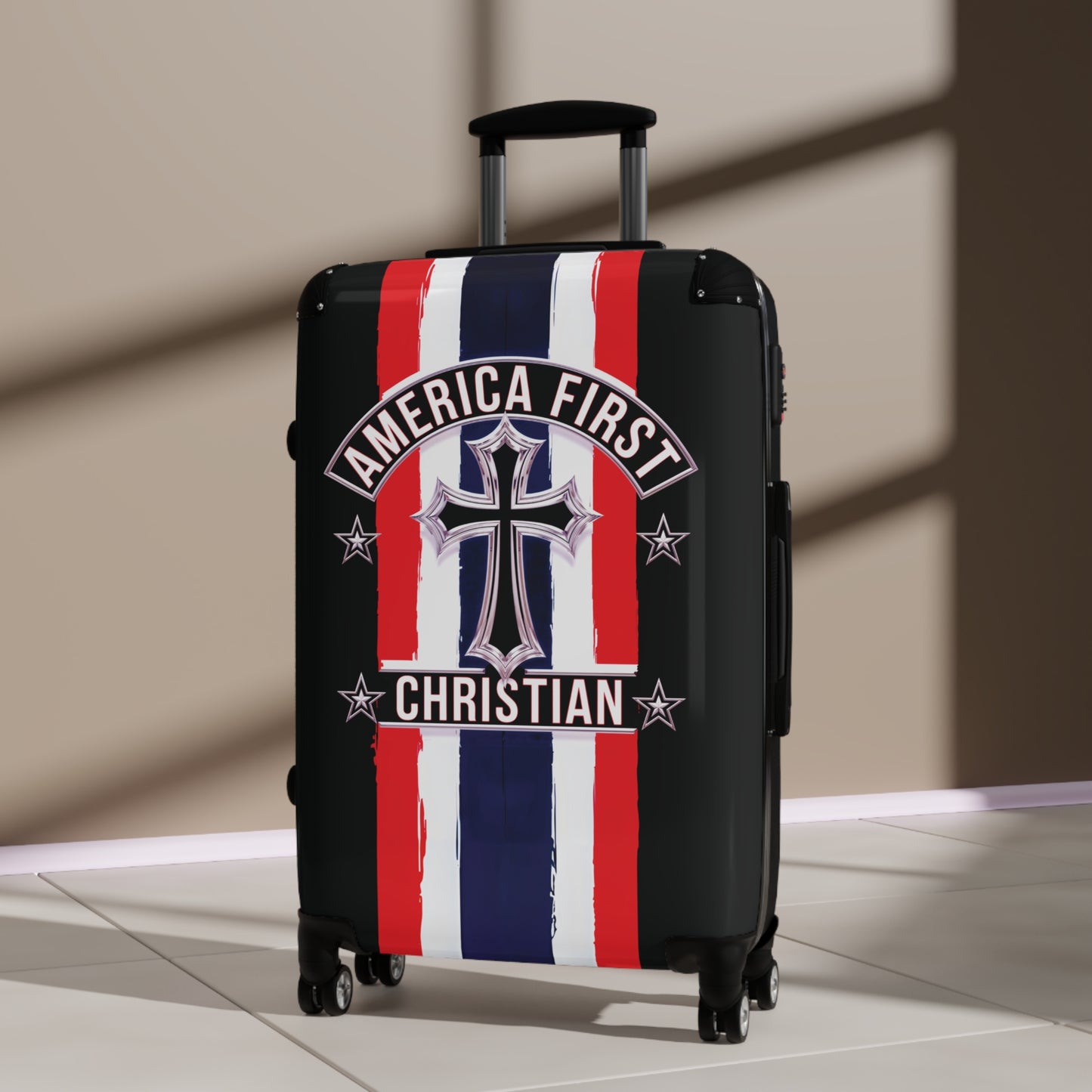 "America First Christian" Wall Art #03 Suitcases (Moonless Black)