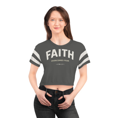 "Faith Overcomes Fear", Crop Tee (Panzer Grey)