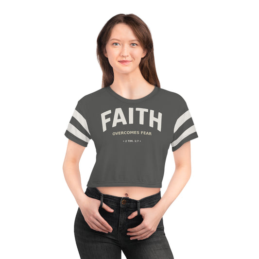 "Faith Overcomes Fear", Crop Tee (Panzer Grey)