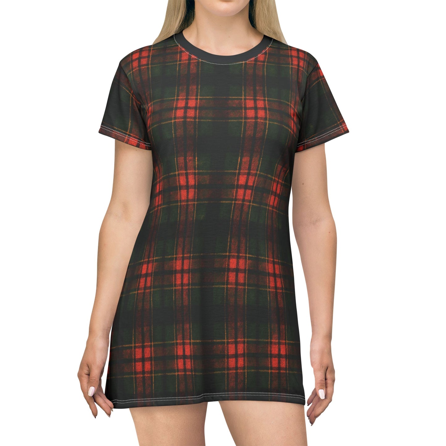 "Kilmor Brieve Tartan", T-Shirt Dress (Brieve Black Collar)
