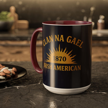 "Clan na Gael - Irish American", Colorful Mugs (11oz, 15oz) (Black Rock Blue)