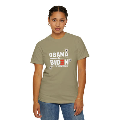 "Obama & Biden Shot President Trump", Unisex Black T-shirt