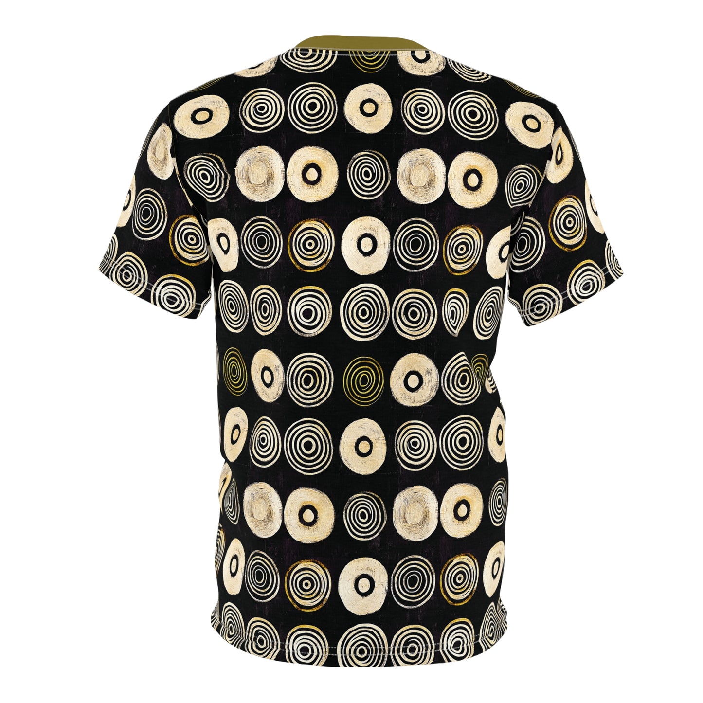 "Punk Polka", Wearable Pattern Art Unisex Tee (Soft Fig Green Collar)