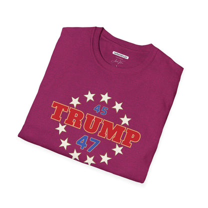 "Trump 45-47 Circle of Stars", Unisex Softstyle T-Shirt
