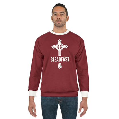 "Steadfast Cross", Unisex Sweatshirt (Dark Cherry Red)
