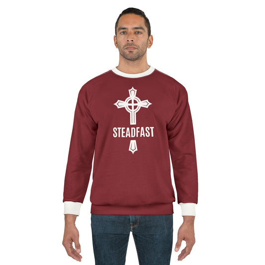 "Steadfast Cross", Unisex Sweatshirt (Dark Cherry Red)