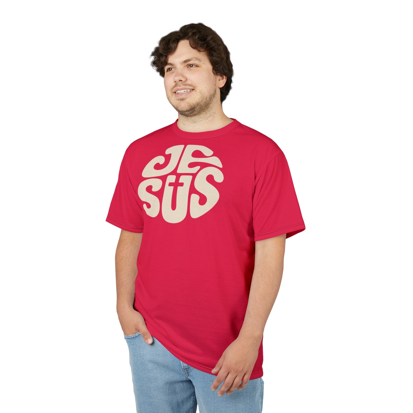 "Retro Jesus", Unisex T-shirt (Sanguine Red)