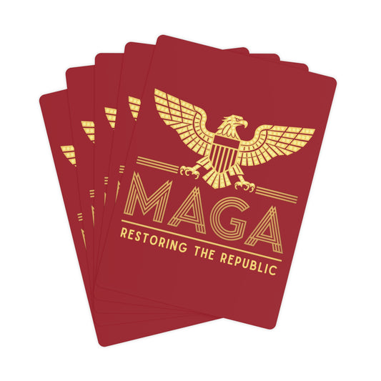 "MAGA - Restoring the Republic", Political Playing Cards (Cherry Red)