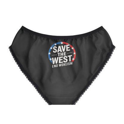 "Save the West - End Wokeism", Women's Briefs (Moonless Black)