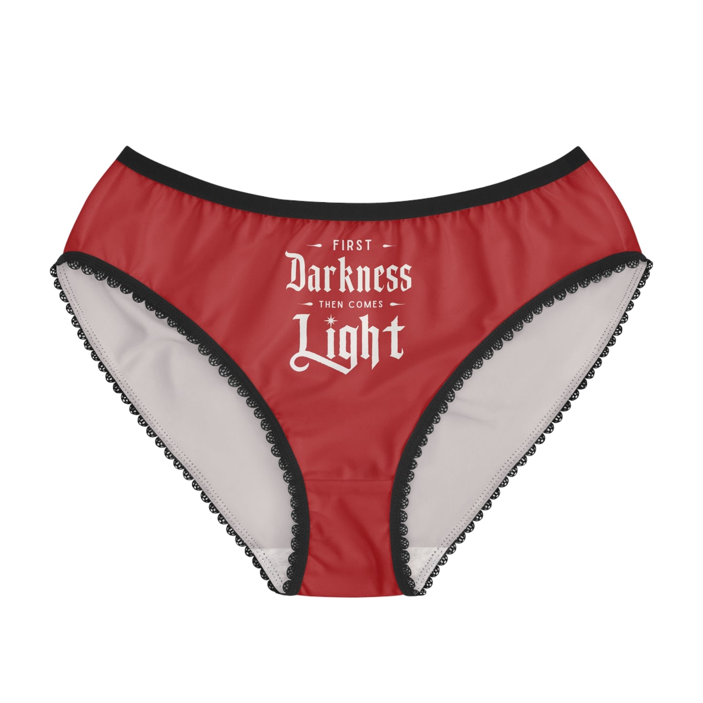 "First Darkness Then Comes Light" #02, Women's Briefs (Venetian Red)