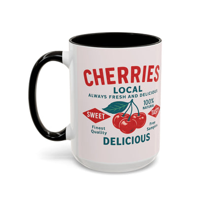 "Delicious Cherries", Colorful Mugs (11oz, 15oz) (Sea Salt Sherbet)