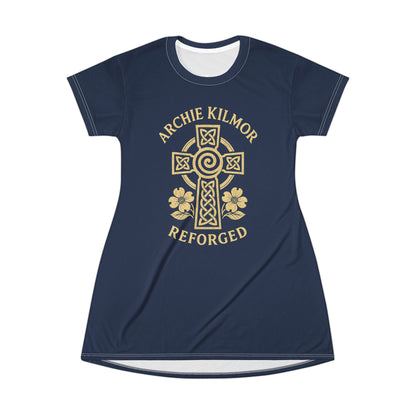 "Archie Kilmor Cross - Reforged" #01, Wearable Art T-Shirt Dress (Cambridge Blue)