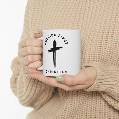 "America First Christian" #05, White Mug (11oz & 15oz)