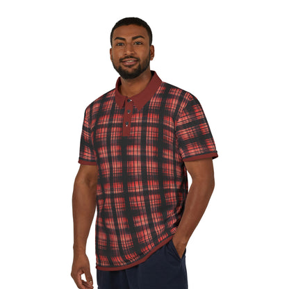 "Kin of Flame", Unisex Polo Shirt (Harvard Red Collar)