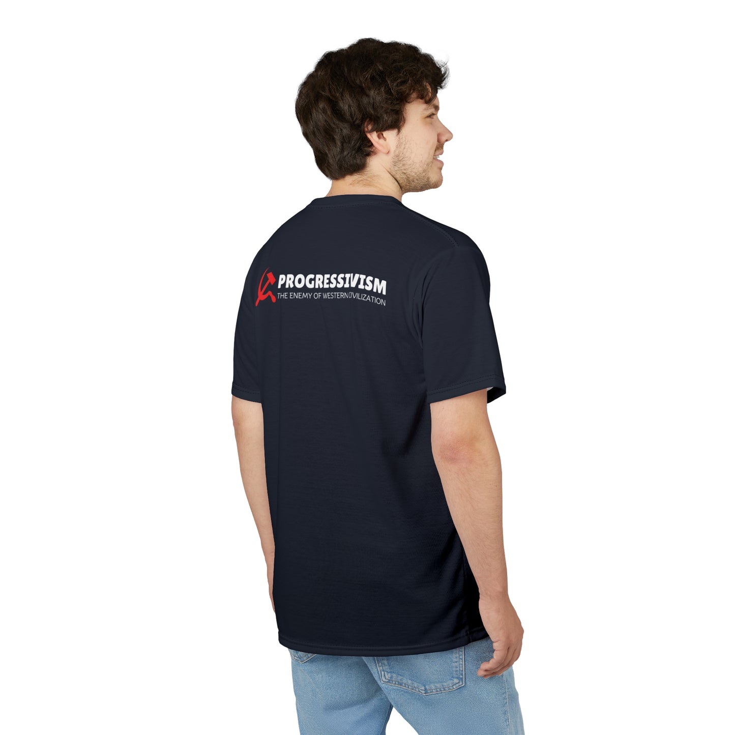 "Progressivism - Enemy of Western Civilization", Unisex Tee (Blackstone Blue)