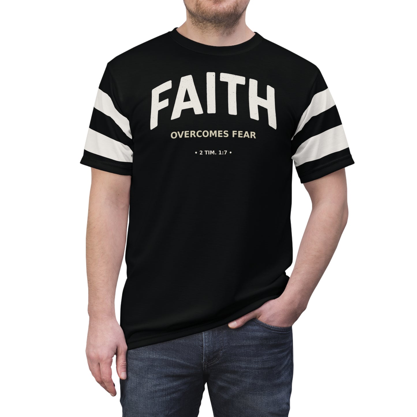 "Faith Overcomes Fear", Unisex Tee (Moonless Black)