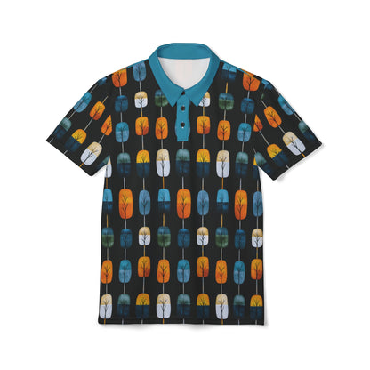 "Skyroot Grove", Unisex Polo Shirt (Turquoise Collar)