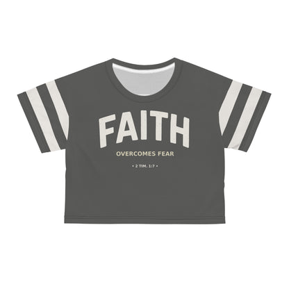 "Faith Overcomes Fear", Crop Tee (Panzer Grey)