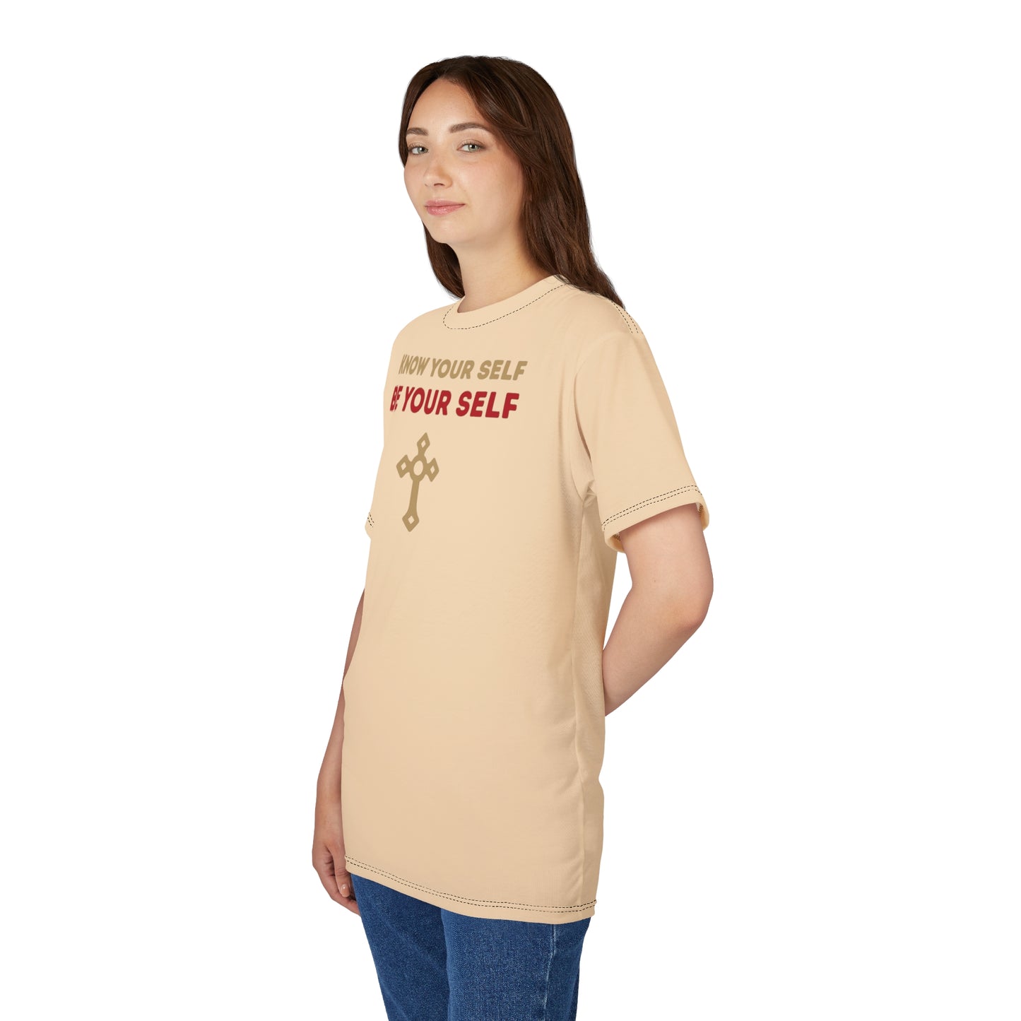 "Know Your Self", Unisex T-shirt (Cantaloupe Cream)