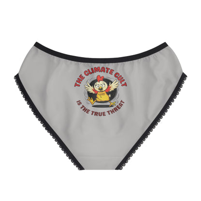 "The Climate Cult" (Chicken Little), Women's Briefs (Silver)