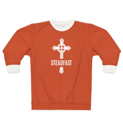 "Steadfast Cross", Unisex Sweatshirt (Persimmon Orange)