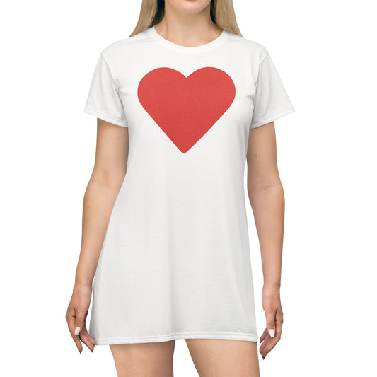 "Big Heart", T-Shirt Dress (Cotton White)