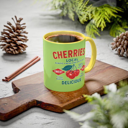 "Delicious Cherries", Colorful Mugs (11oz, 15oz) (Orchard Lime)