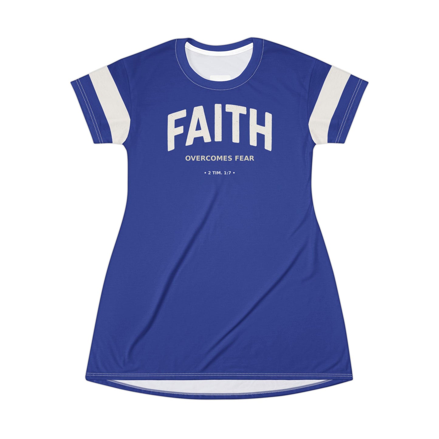 "Faith Overcomes Fear", T-Shirt Dress (Patriot Blue)