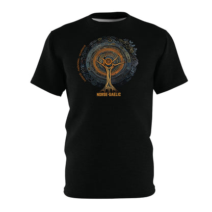 "Norse-Gaelic Tree", Wearable Fine Art Unisex T-shirt (Peatshadow Black)