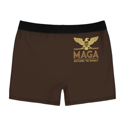 "MAGA - Restoring the Republic", Men's Boxer Briefs (Dark Chocolate Brown)