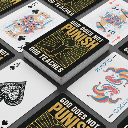 "God Does Not Punish - God Teaches" #03, Christian Playing Cards (Void Black)