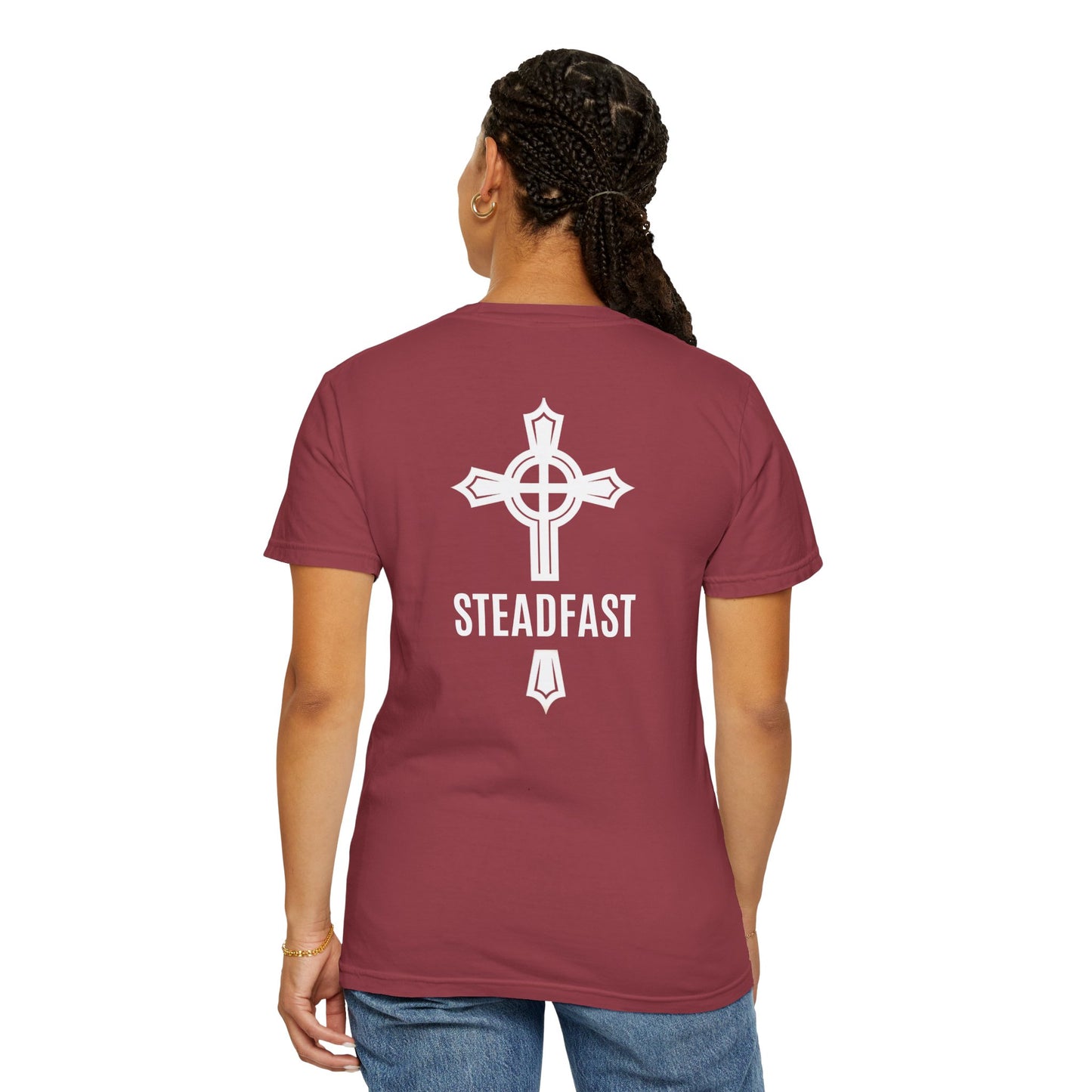 "Steadfast Cross in White", Unisex T-shirt