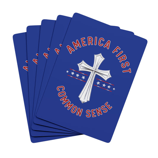 "America First - Common Sense", Political Playing Cards (Patriot Blue)