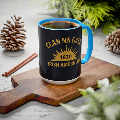 "Clan na Gael - Irish American", Colorful Mugs (11oz, 15oz) (Black Denim)