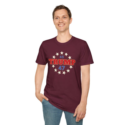 "Trump 45-47 Circle of Stars", Unisex Softstyle T-Shirt
