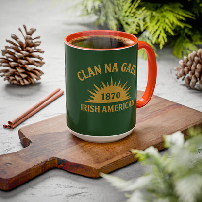 "Clan na Gael - Irish American", Colorful Mugs (11oz, 15oz) (Brithemain Green)