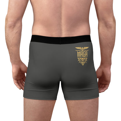 "MAGA Restoring the Republic" #02, Men's Boxer Briefs (Panzer Grey)