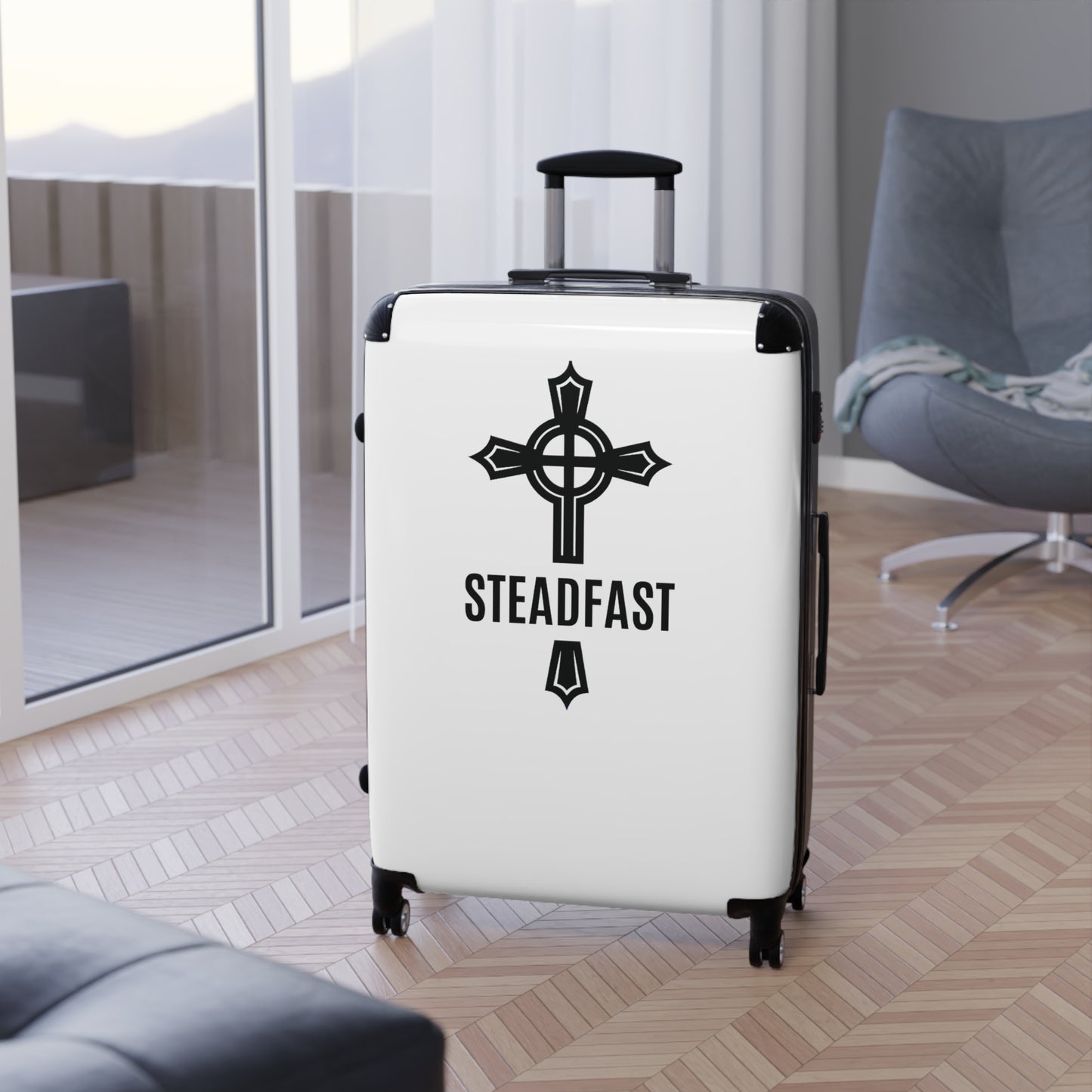 "Steadfast Cross", Suitcases (White)