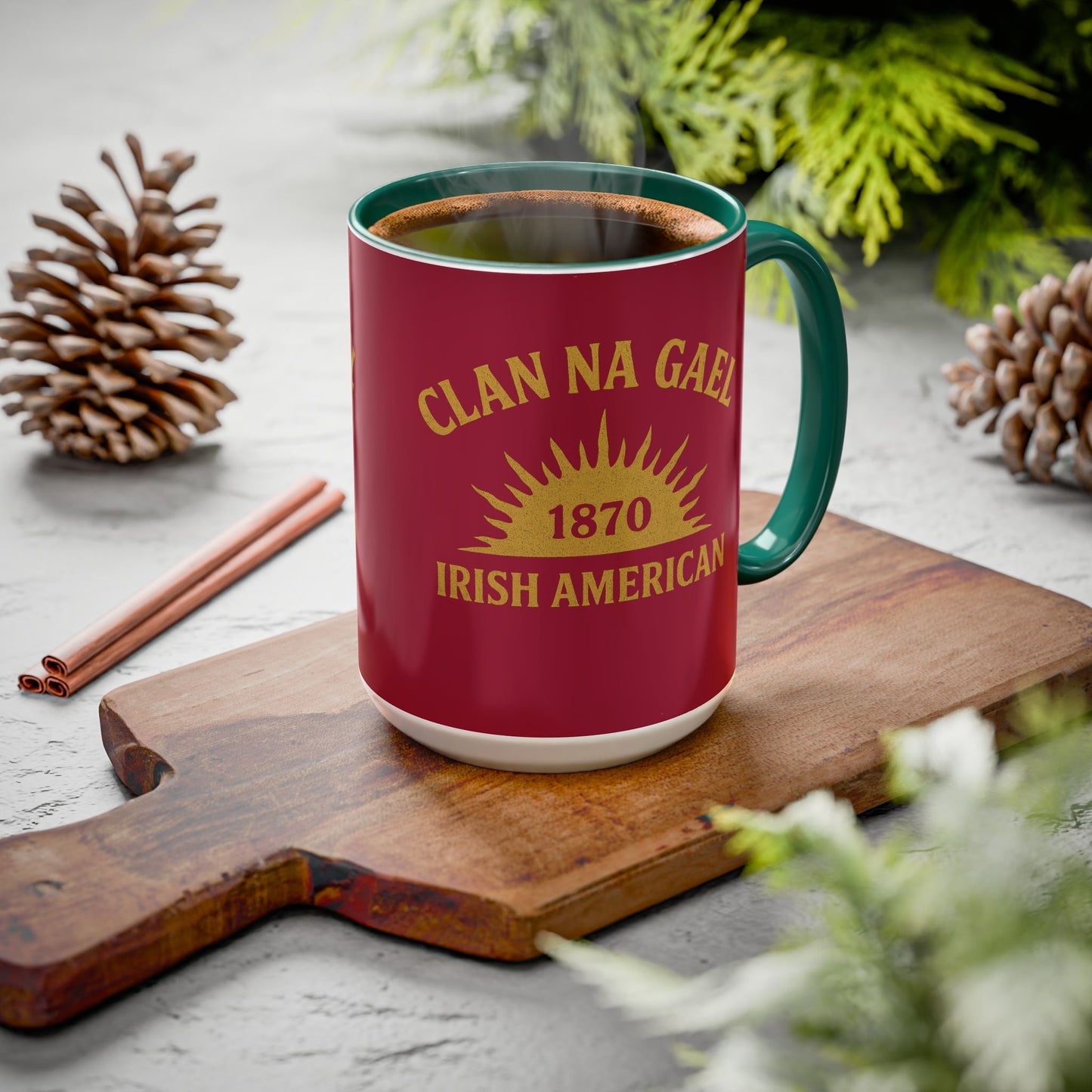"Clan na Gael - Irish American", Colorful Mugs (11oz, 15oz) (Fénechas Red)