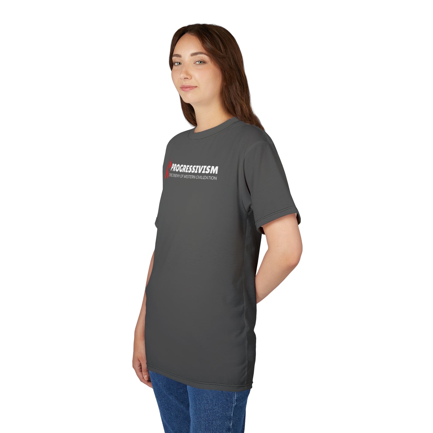 "Progressivism - Enemy of Western Civilization", Unisex Tee (Panzer Grey)