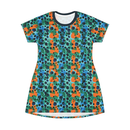 "Midnight Coral", T-Shirt Dress (Atlantic Storm Collar)