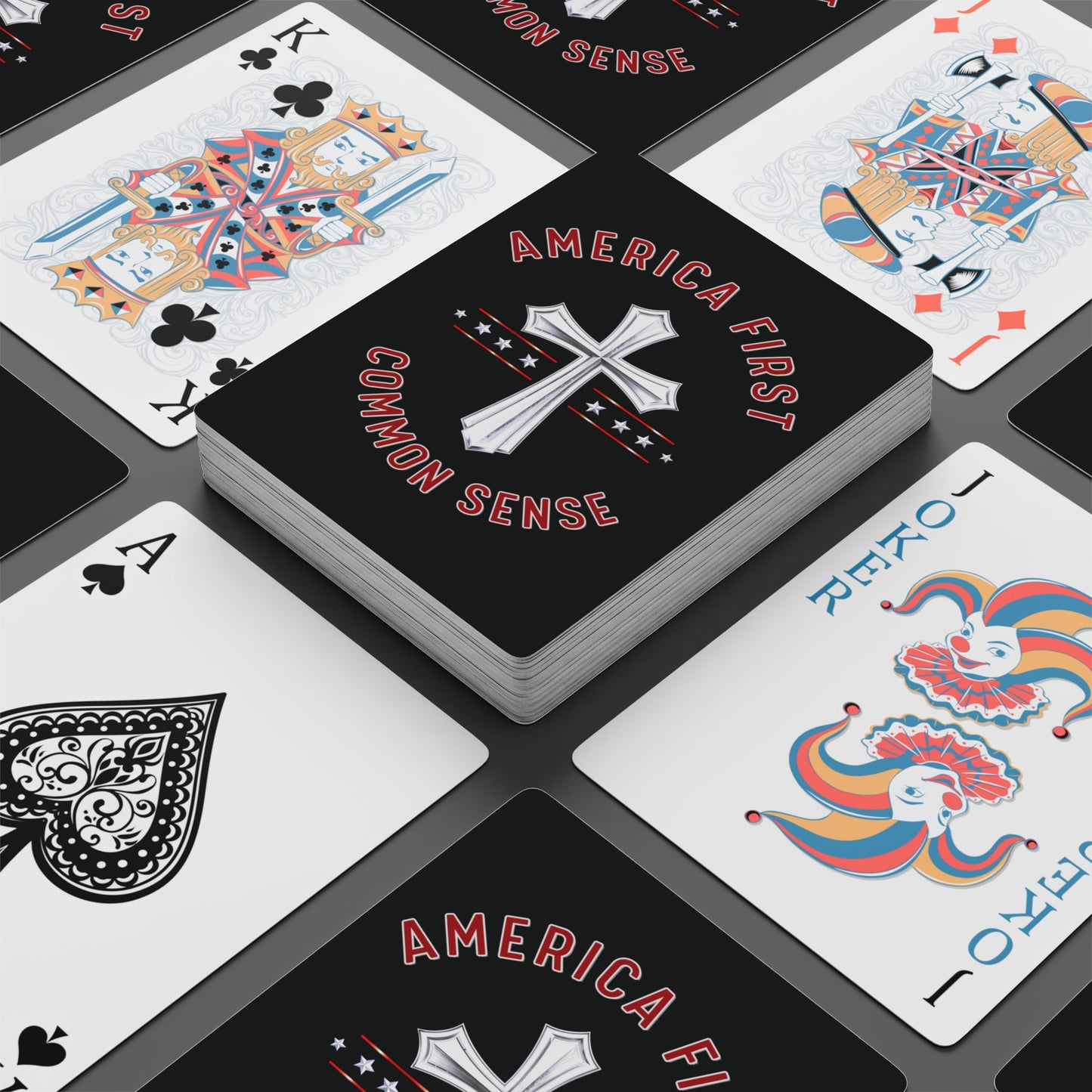 "America First - Common Sense", Political Playing Cards (Void Black)