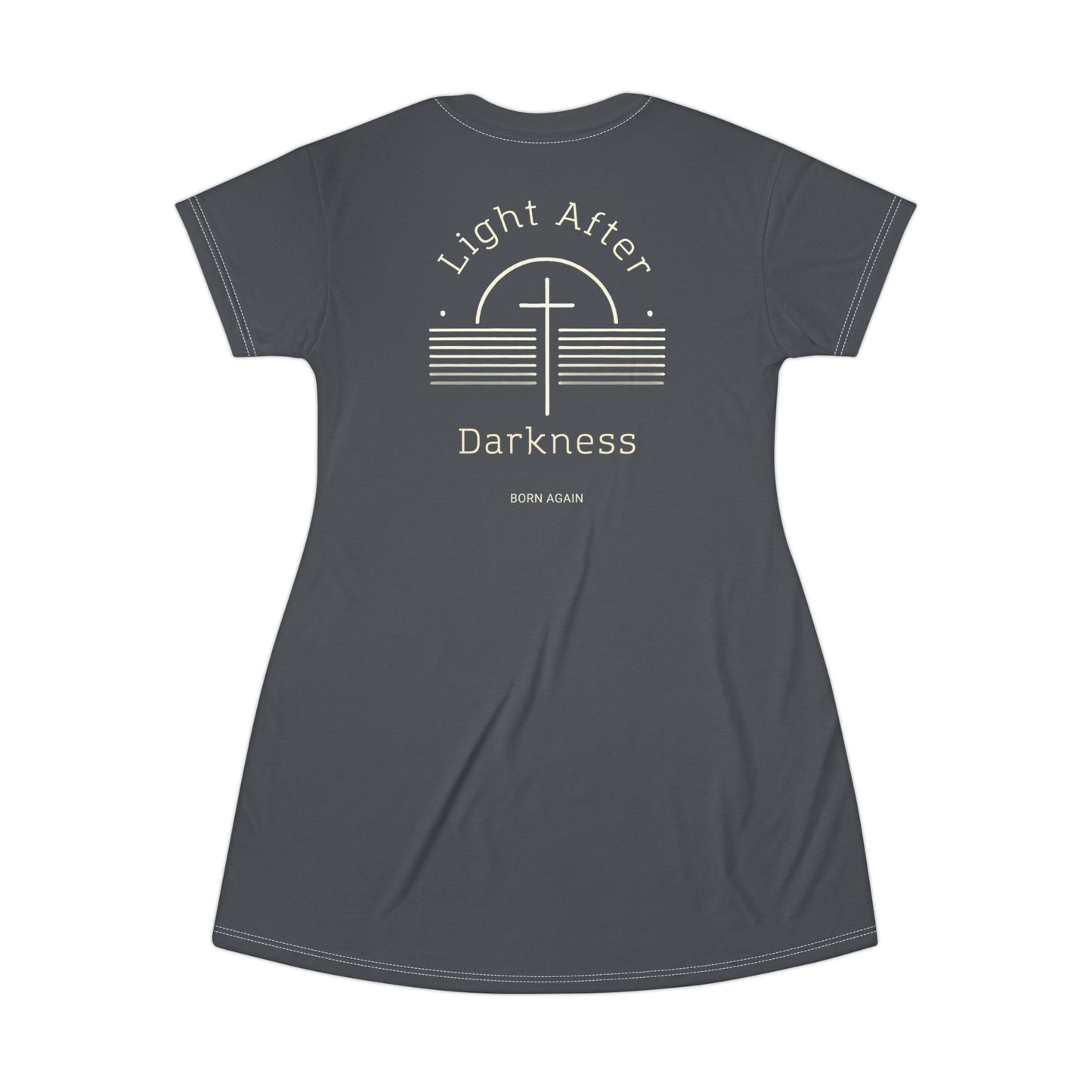 "Light After Darkness - Born Again", T-Shirt Dress (Hebridean Grey)