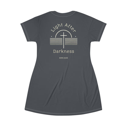 "Light After Darkness - Born Again", T-Shirt Dress (Hebridean Grey)