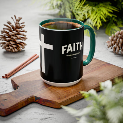 "Faith Overcomes Fear", Colorful Mugs (11oz, 15oz)