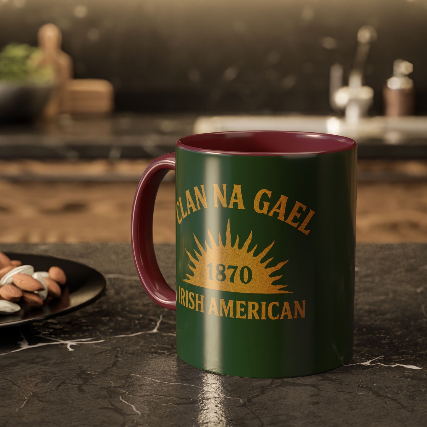 "Clan na Gael - Irish American", Colorful Mugs (11oz, 15oz) (Brithemain Green)