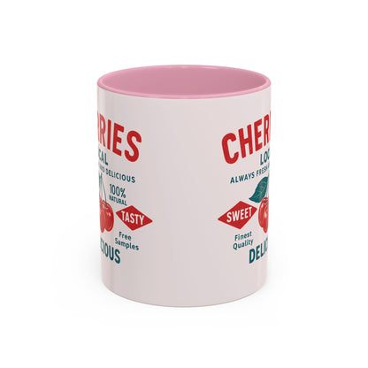 "Delicious Cherries", Colorful Mugs (11oz, 15oz) (Sea Salt Sherbet)