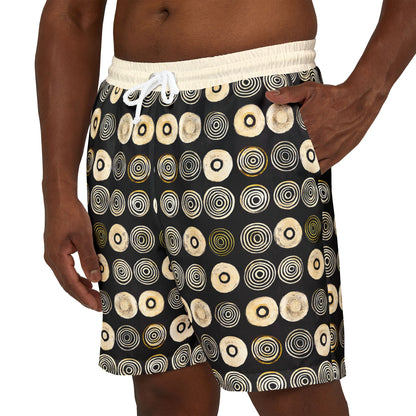 "Punk Polka", Swim Shorts (Iced Almond Waistband)
