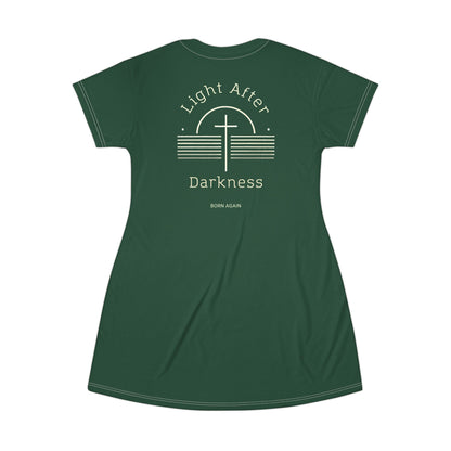 "Light After Darkness - Born Again", T-Shirt Dress (Evergreen)